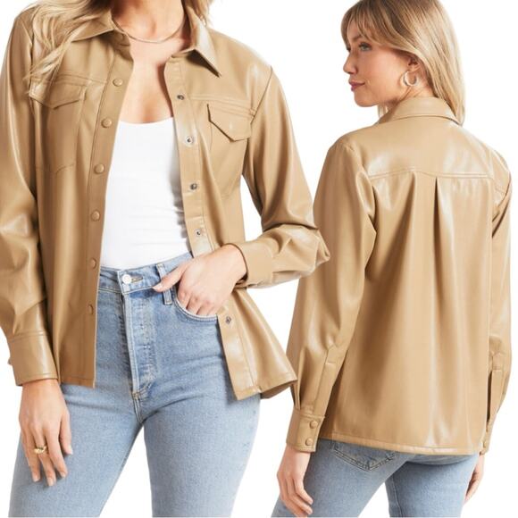 Good American BETTER THAN LEATHER UTILITY SHIRT Shacket NWT size 6 3X XXXL 20/22 - Picture 1 of 8